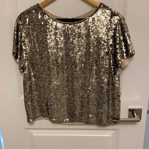 Alice and Olivia gold sequin top